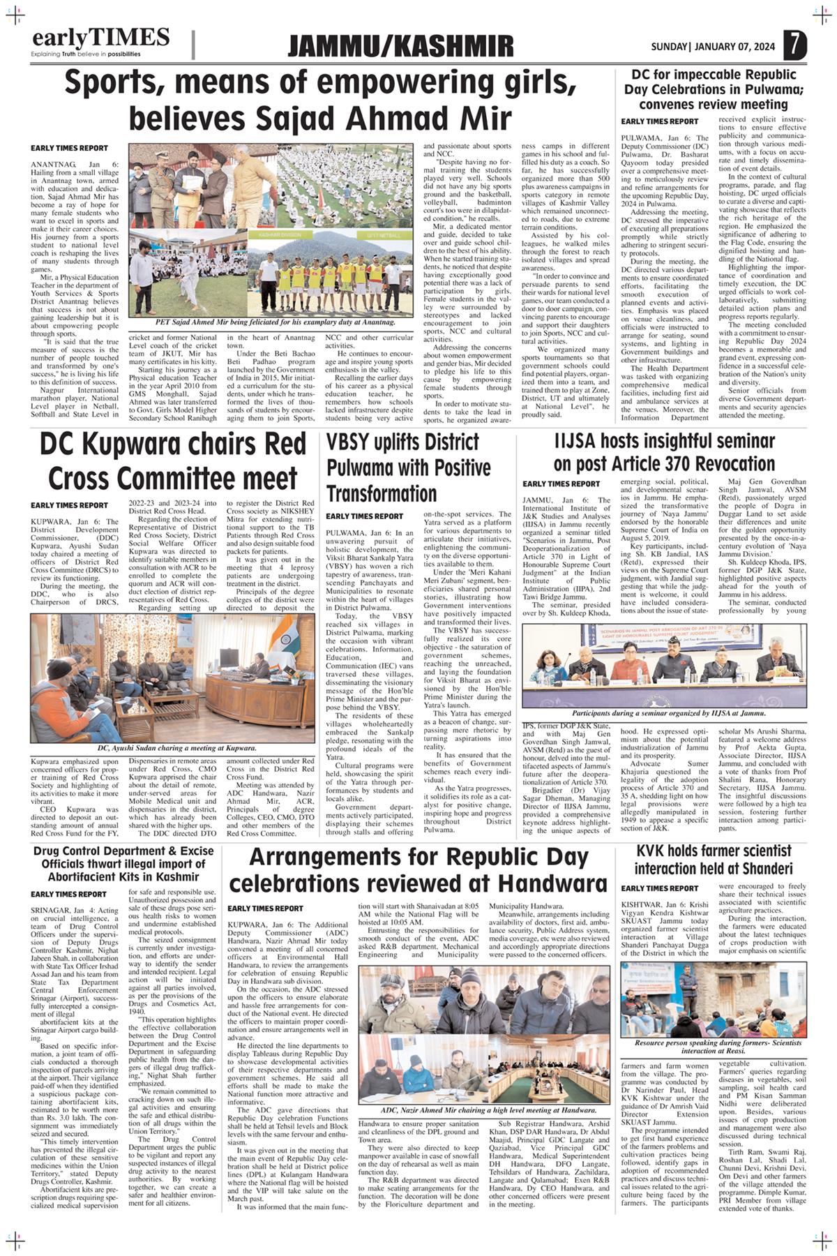 Early times leading newspaper jammu kashmir latest news about jammu